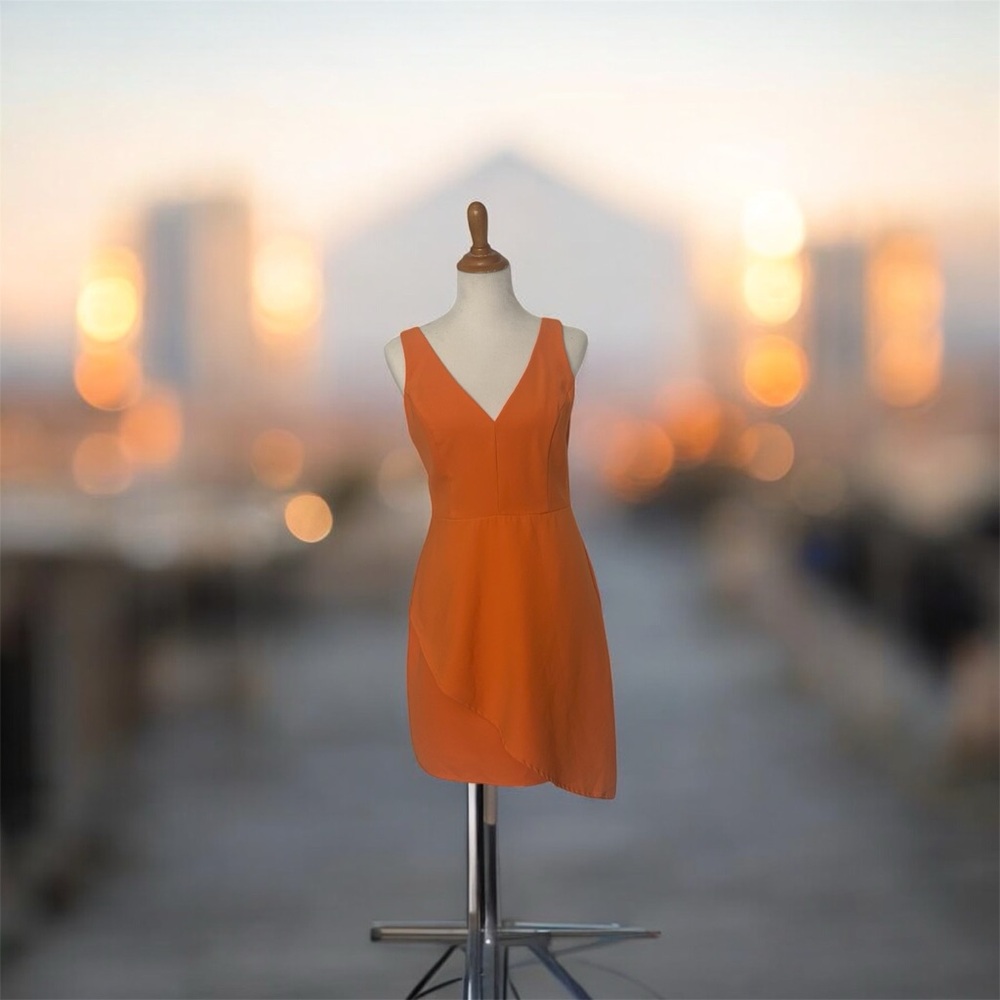 Adelyn Rae Asymmetrical Orange Dress